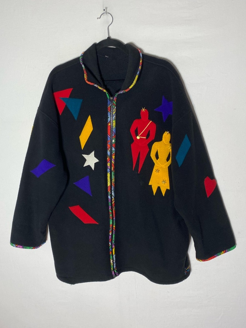 Vintage 90s Uncommon Threads Black Fleece  W Colourful Geometric Shapes XL